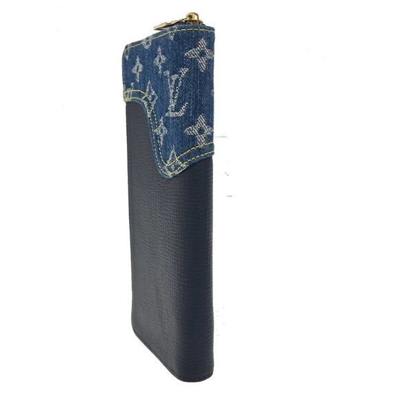 LOUIS VUITTON NIGO Zippy Wallet Vertical Monogram Denim Blue - Picture 4 of 11